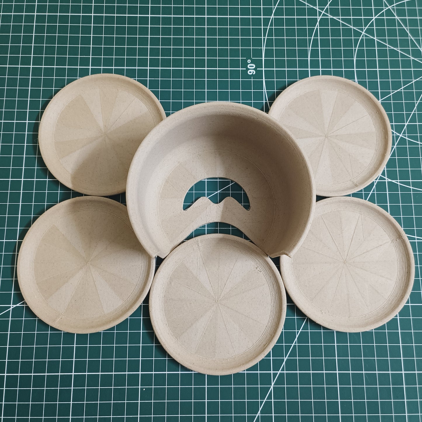 Wooden Coaster Set of 5 with Rack – Natural Look, Durable & Stylish