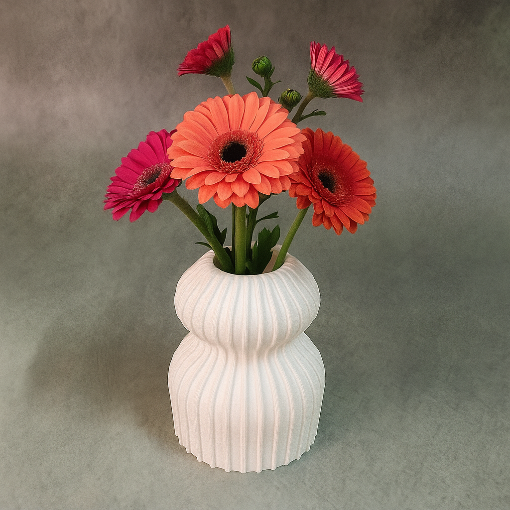 Textured Double Curve Flower Vase – Modern Ripple Design Decorative Planter for Home & Office