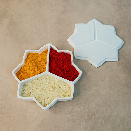 Haldi Kumkum Box - Cute Flower Petal Shaped for Home Temple & Idol Worship