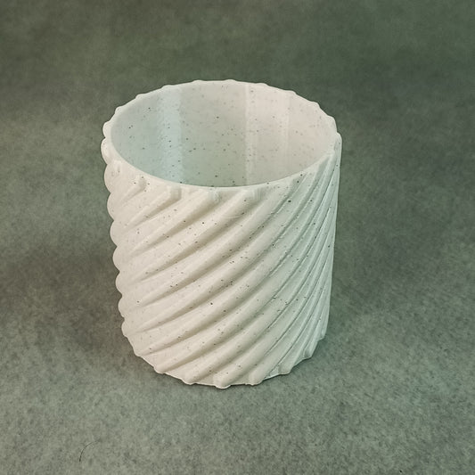 Vertical Spiral Textured Cylindrical Flower Pot – Modern 3D Printed Planter for Home & Office Decor