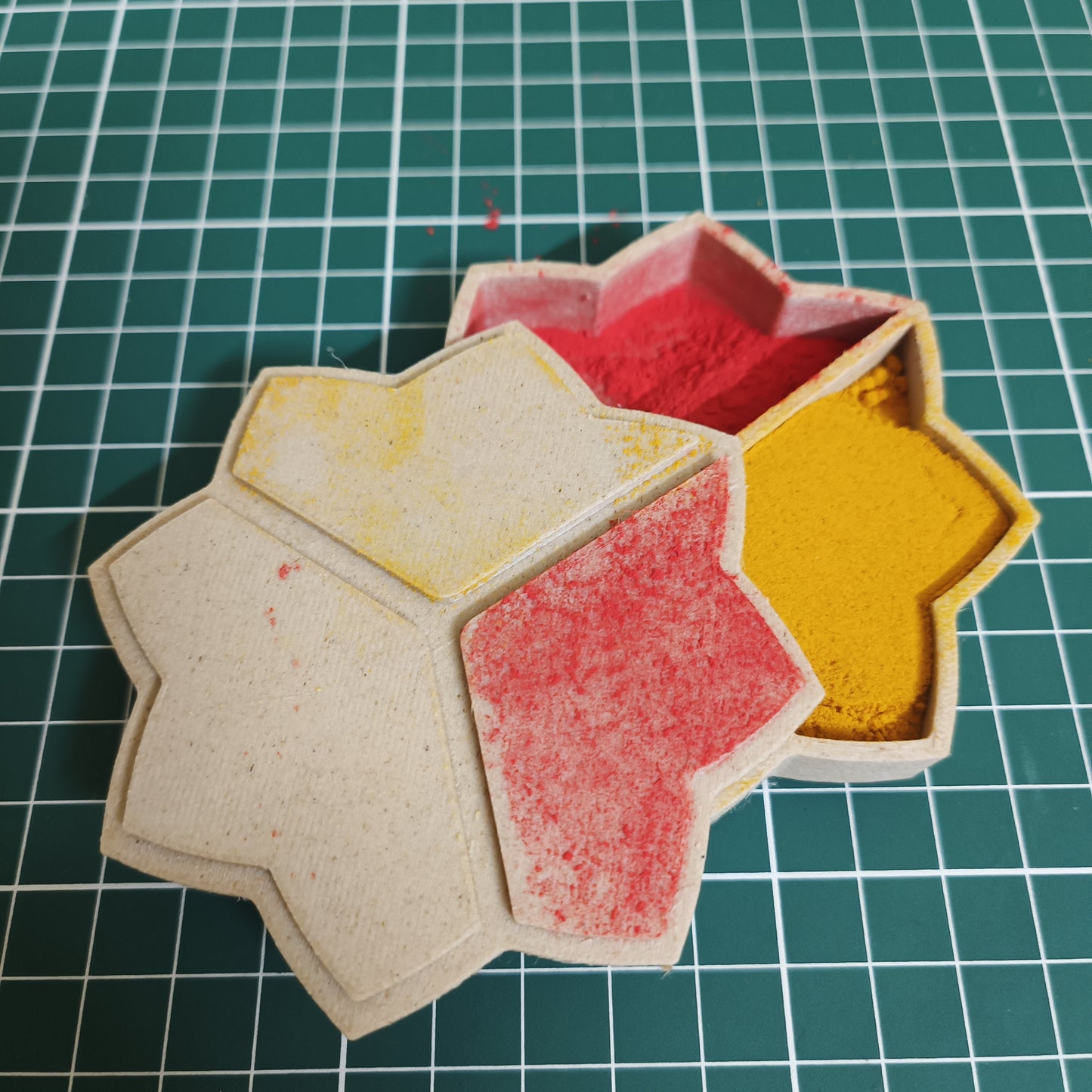 Haldi Kumkum Box - Cute Flower Petal Shaped for Home Temple & Idol Worship