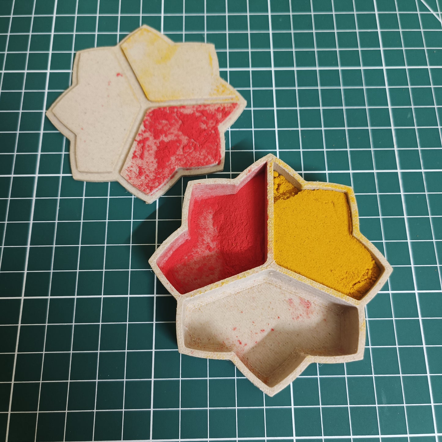 Haldi Kumkum Box - Cute Flower Petal Shaped for Home Temple & Idol Worship