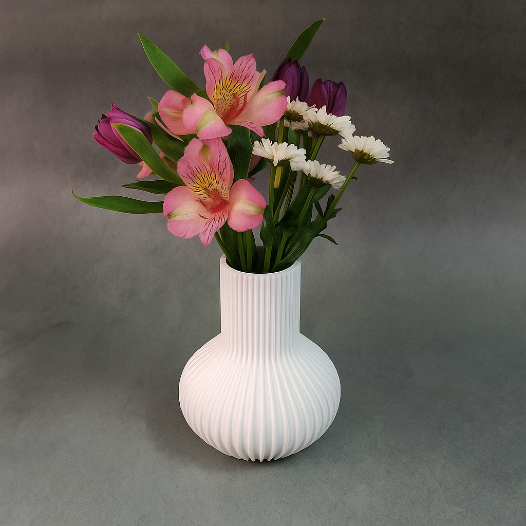Textured Modern Flower Vase – Elegant Tall White Home Decor Piece for Living Room & Office Table