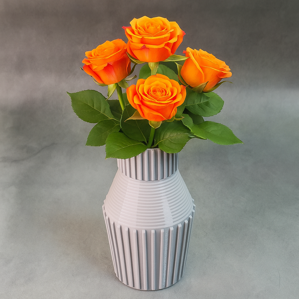 Elegant Tall Ribbed Flower Vase – Modern Minimal Home Decor